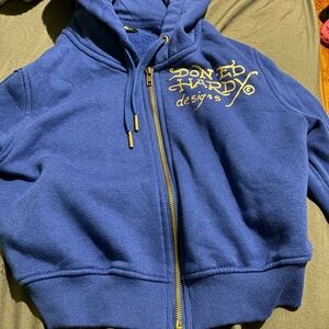 Blue Ed hardy cropped hoodie
